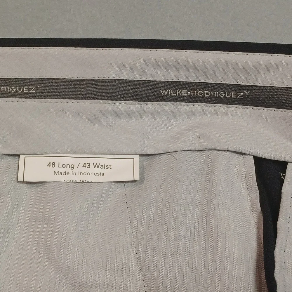 Wilke-Rodriguez Mens 40x30 Wool Suit Pants Charcoal Gray Dress‎ Trousers Cuffed